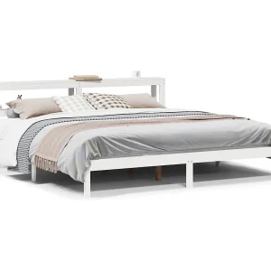 Bedframe zonder matras massief grenenhout wit 200×200 cm