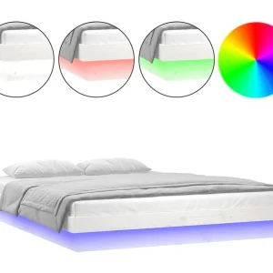 Bedframe LED massief hout wit 180×200 cm Bedframe LED massief hout wit 180×200 cm