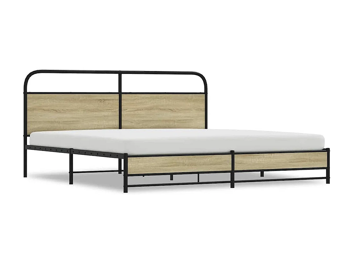 Bedframe zonder matras metaal sonoma eikenkleurig 193x203 cm