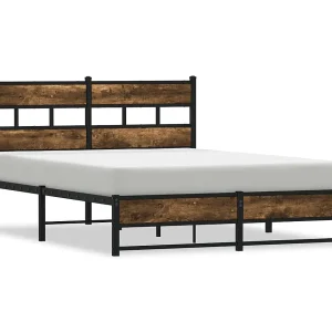 Bedframe zonder matras metaal gerookt eikenkleurig 140×200 cm