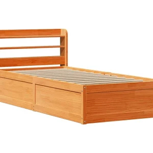 Bedframe met hoofdbord massief grenenhout wasbruin 100×200 cm Bedframe met hoofdbord massief grenenhout wasbruin 100×200 cm