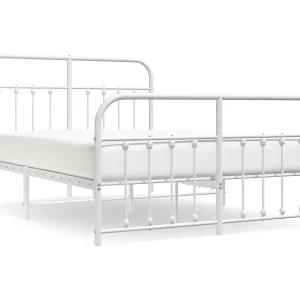 Bedframe met hoofd- en voeteneinde metaal wit 140×200 cm Bedframe met hoofd- en voeteneinde metaal wit 140×200 cm
