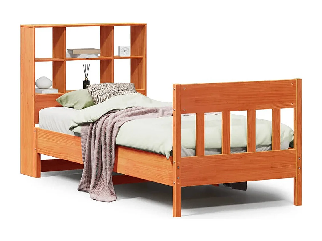 Bedframe zonder matras massief grenenhout wasbruin 100x200 cm