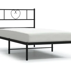 Bedframe met hoofdbord metaal zwart 90×190 cm Bedframe met hoofdbord metaal zwart 90×190 cm