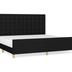 Bedframe zonder matras stof zwart 200×200 cm Bedframe zonder matras stof zwart 200×200 cm