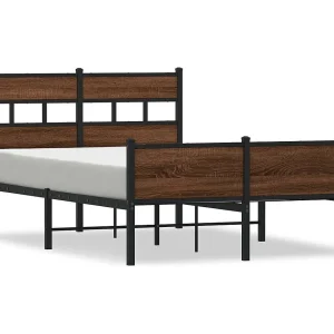 Bedframe zonder matras bewerkt hout bruin eikenkleur 120×190 cm Bedframe zonder matras bewerkt hout bruin eikenkleur 120×190 cm