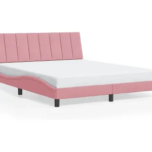 Bedframe zonder matras "Hanko" fluweel roze 160×200 cm