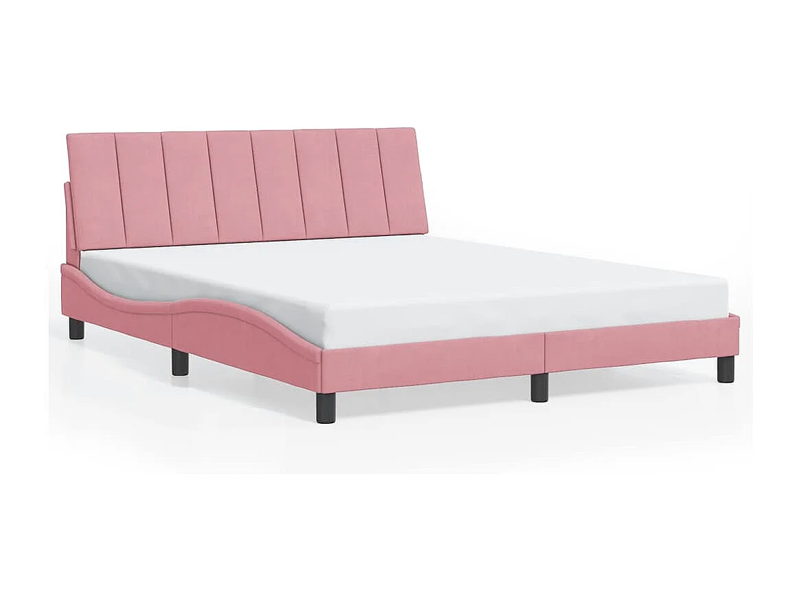 Bedframe zonder matras "Hanko" fluweel roze 160x200 cm