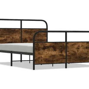 Bedframe zonder matras bewerkt hout gerookt eiken 120×200 cm Bedframe zonder matras bewerkt hout gerookt eiken 120×200 cm
