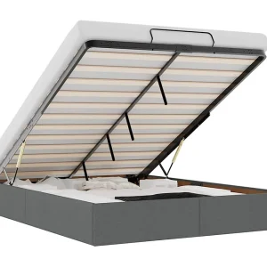 Bedframe zonder matras 140×190 cm stof donkergrijs Bedframe zonder matras 140×190 cm stof donkergrijs
