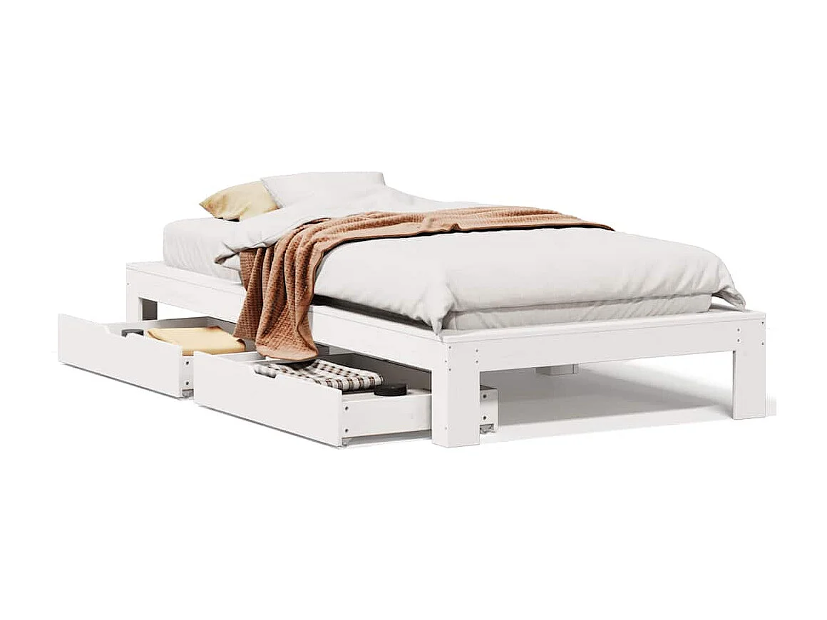 Bedframe zonder matras massief grenenhout wit 90x190 cm