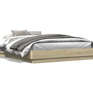 Bedframe bewerkt hout sonoma eikenkleurig 160×200 cm Bedframe bewerkt hout sonoma eikenkleurig 160×200 cm
