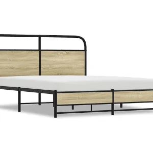 Bedframe zonder matras bewerkt hout sonoma eikenkleur 150x200cm Bedframe zonder matras bewerkt hout sonoma eikenkleur 150x200cm