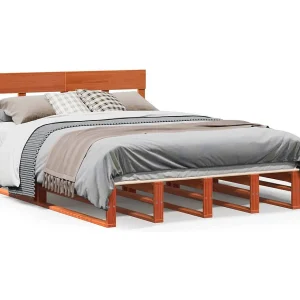 Bedframe zonder matras massief grenenhout wasbruin 160×200 cm Bedframe zonder matras massief grenenhout wasbruin 160×200 cm