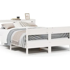 Bedframe zonder matras massief grenenhout wit 135×190 cm Bedframe zonder matras massief grenenhout wit 135×190 cm