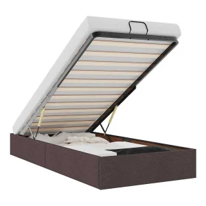 Bedframe zonder matras 80×200 cm stof donkerbruin