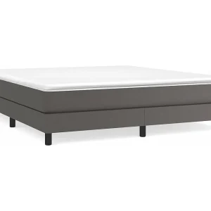 Boxspring bed kunstleer grijs 180×200 cm Boxspring bed kunstleer grijs 180×200 cm