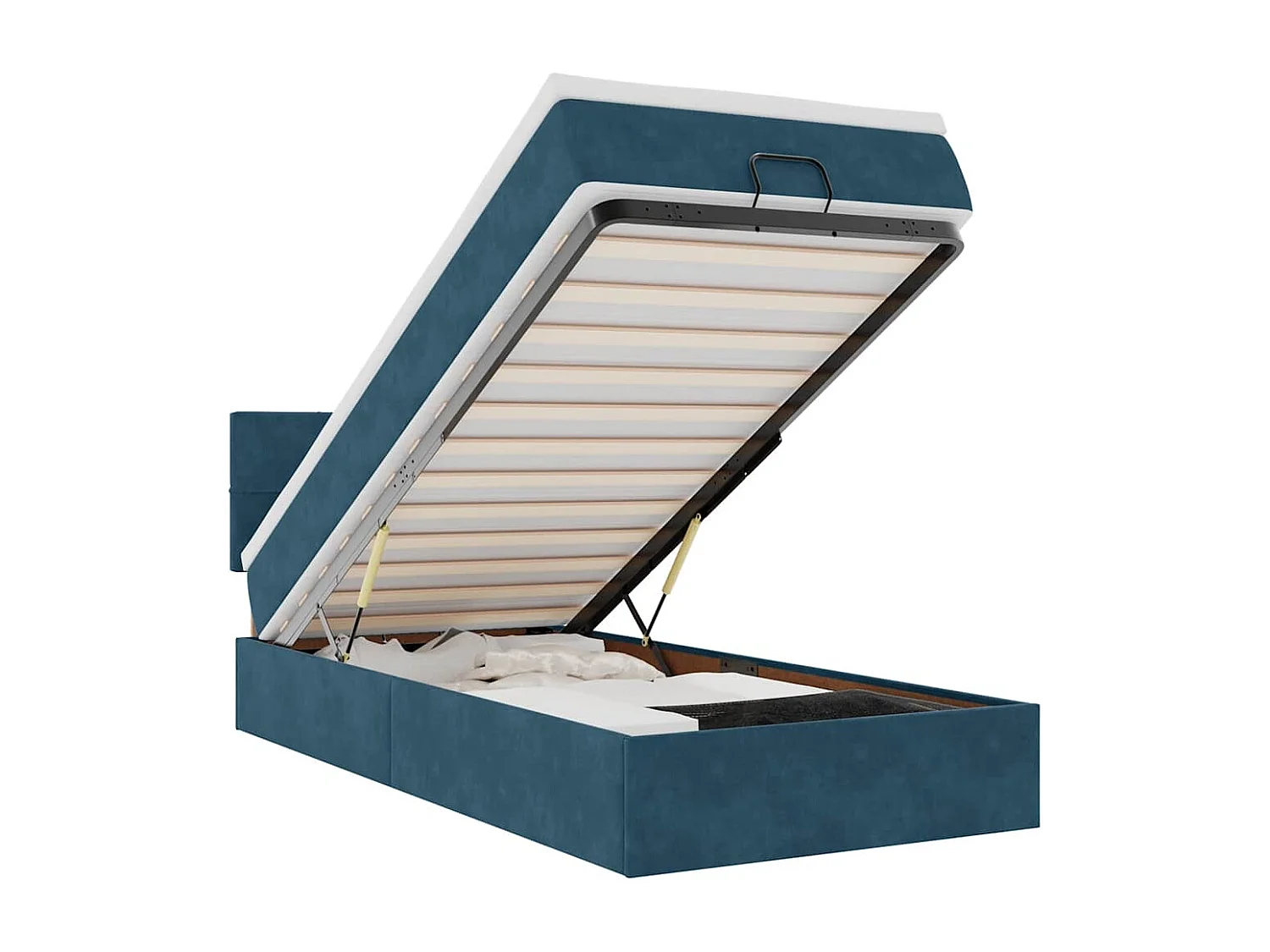 Bed poef met matras en LED's 80x200 cm fluweel donkerblauw
