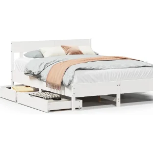 Bedframe zonder matras massief grenenhout wit 120×200 cm Bedframe zonder matras massief grenenhout wit 120×200 cm
