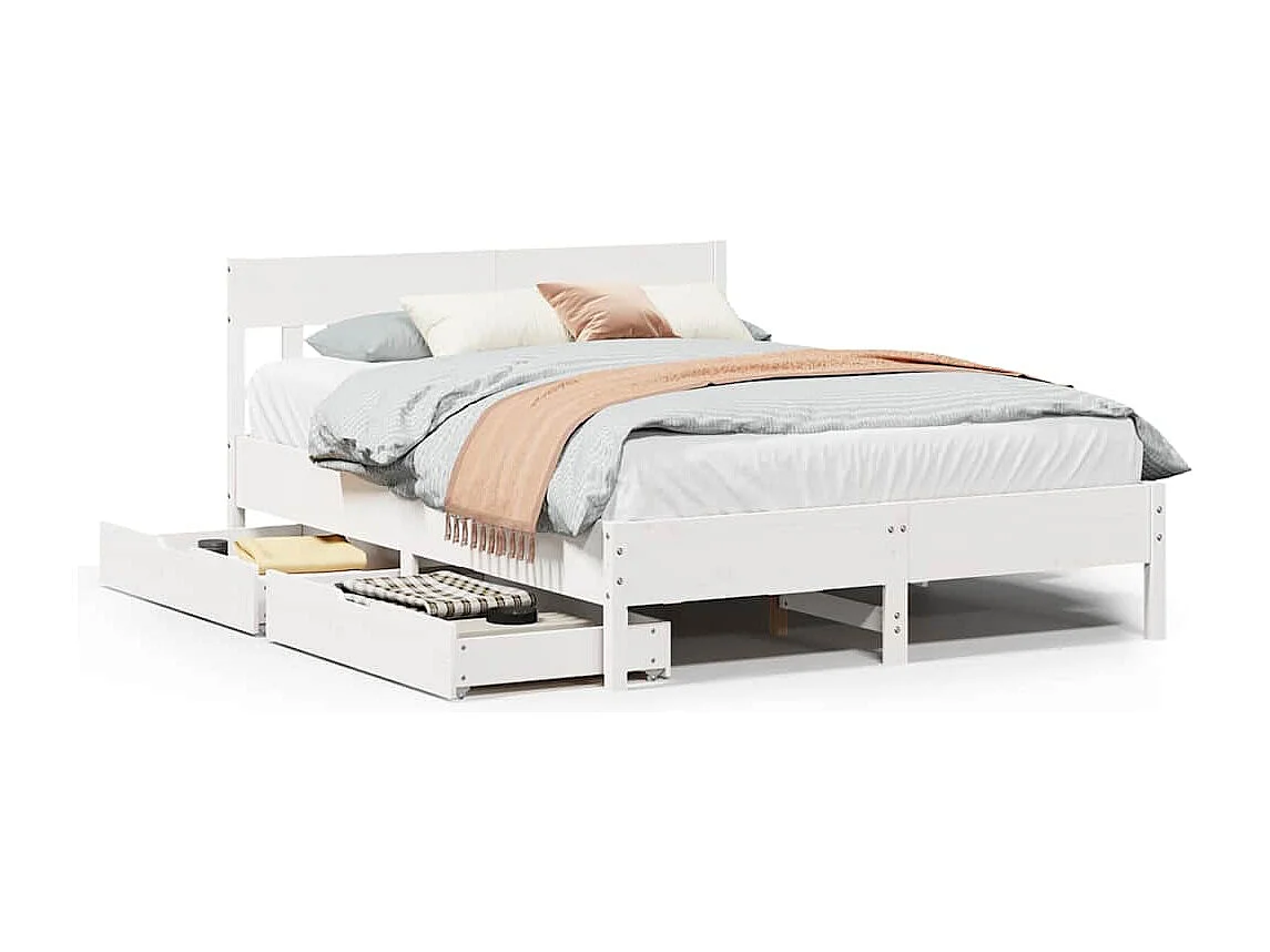 Bedframe zonder matras massief grenenhout wit 120x200 cm