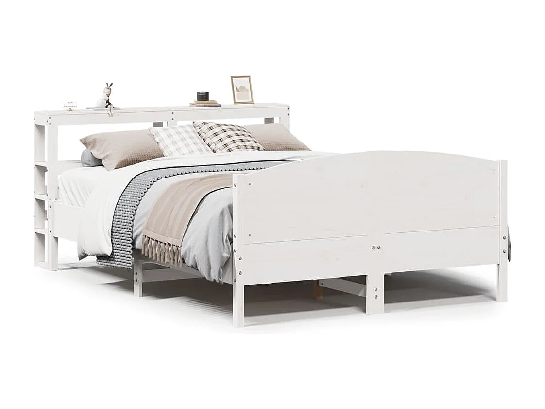 Bedframe zonder matras massief grenenhout wit 135x190 cm
