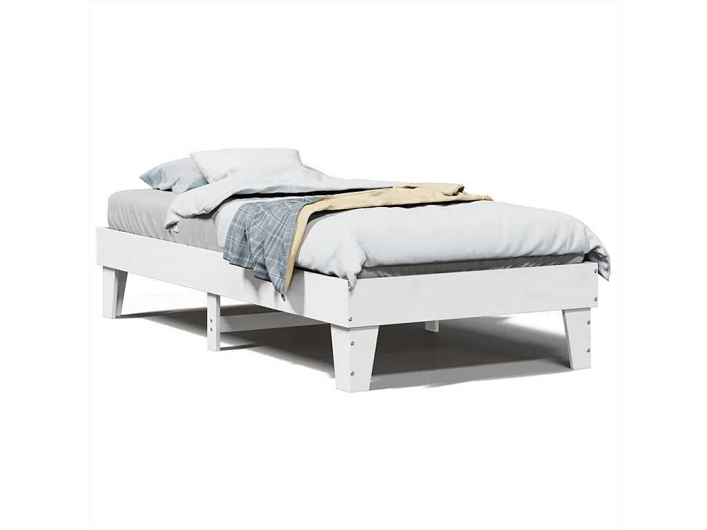Bedframe zonder matras massief grenenhout wit 75x190 cm