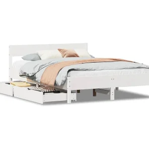 Bedframe zonder matras massief grenenhout wit 140×190 cm Bedframe zonder matras massief grenenhout wit 140×190 cm