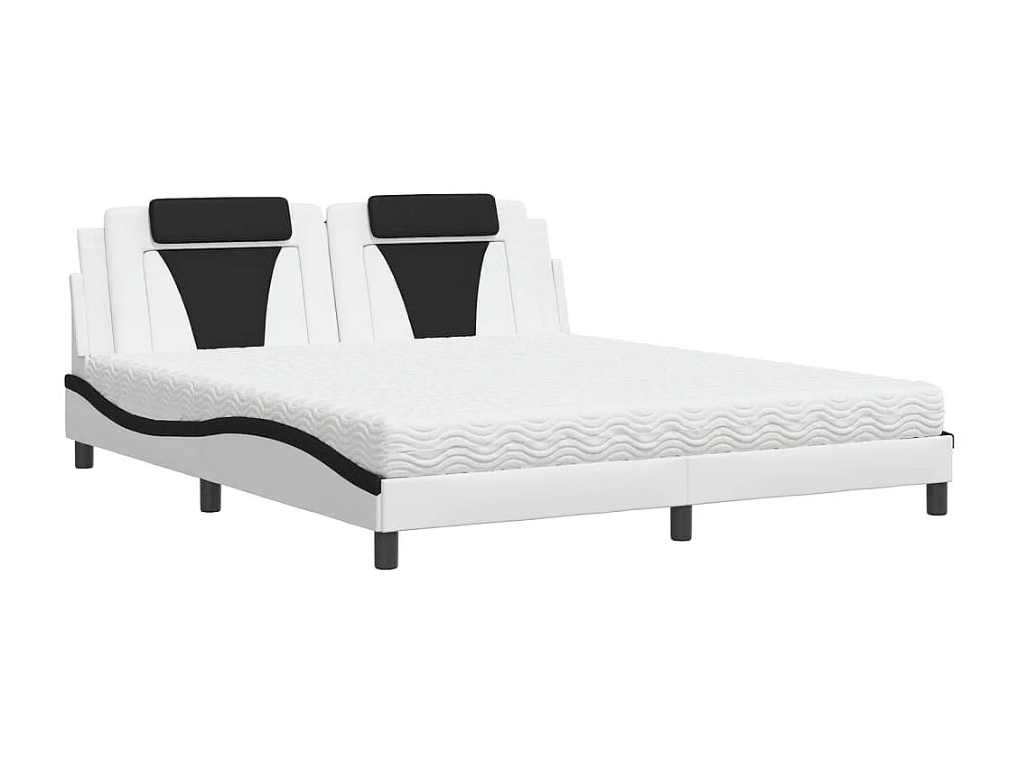 Bed "Viana" met matras kunstleer wit en zwart 180x200 cm