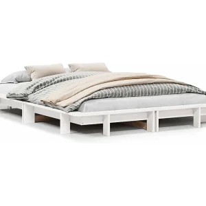 Bedframe zonder matras massief grenenhout wit 120×190 cm Bedframe zonder matras massief grenenhout wit 120×190 cm
