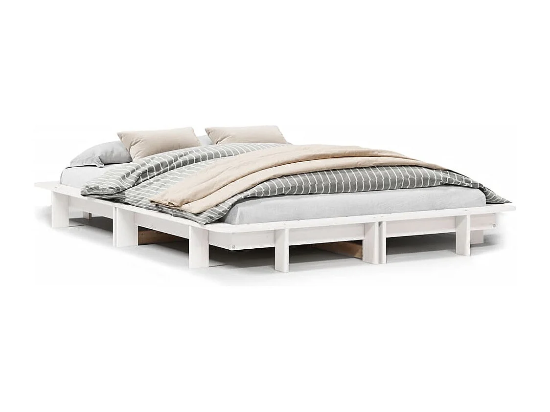 Bedframe zonder matras massief grenenhout wit 120x190 cm