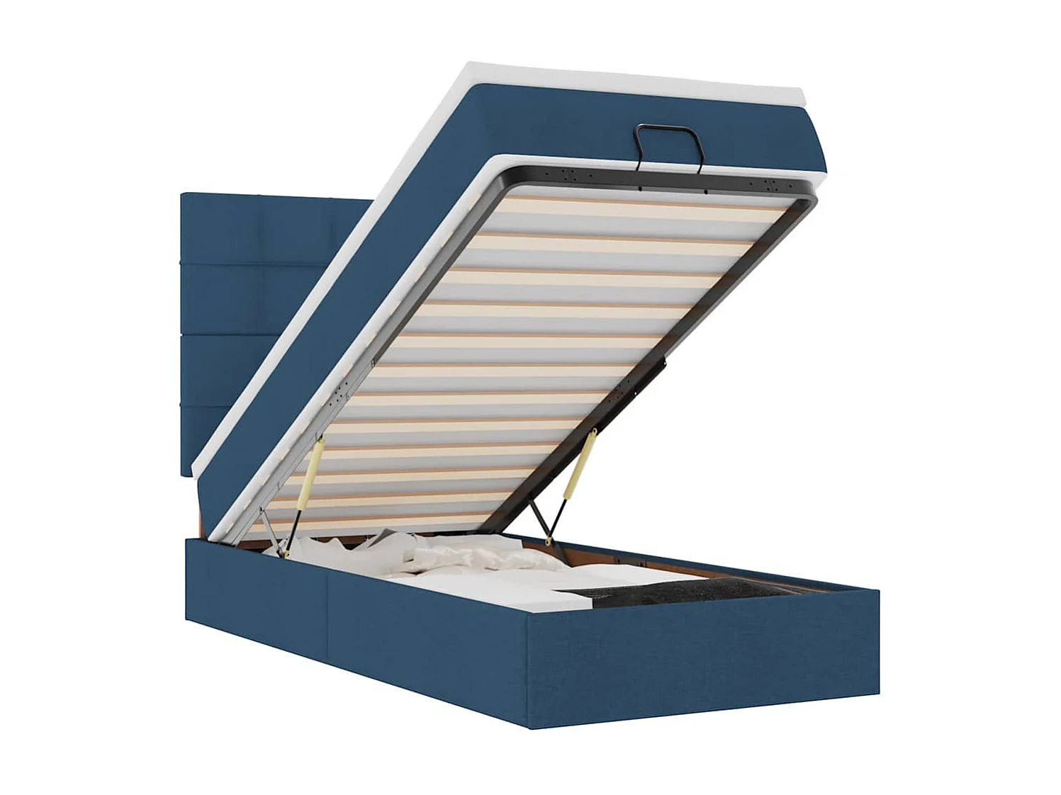 Bed met matras 90x200 cm stof blauw
