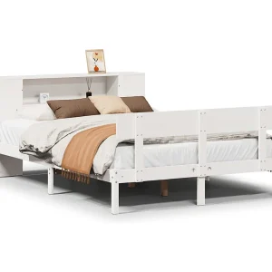 Bed met boekenkast zonder matras grenenhout wit 135×190 cm Bed met boekenkast zonder matras grenenhout wit 135×190 cm