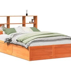 Bedframe zonder matras massief grenenhout wasbruin 150×200 cm
