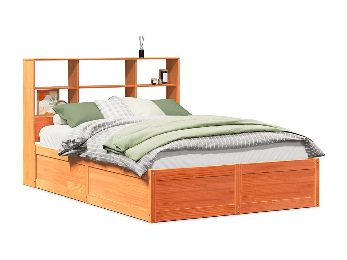Bedframe zonder matras massief grenenhout wasbruin 150x200 cm