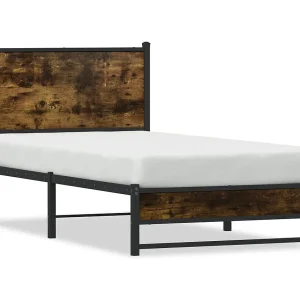 Bedframe zonder matras metaal gerookt eikenkleurig 90×190 cm Bedframe zonder matras metaal gerookt eikenkleurig 90×190 cm