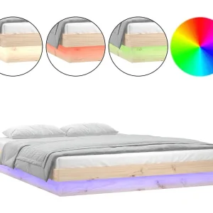 Bedframe LED massief hout 120×190 cm
