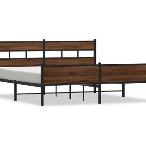 Bedframe zonder matras metaal bruin eikenkleurig 200×200 cm Bedframe zonder matras metaal bruin eikenkleurig 200×200 cm