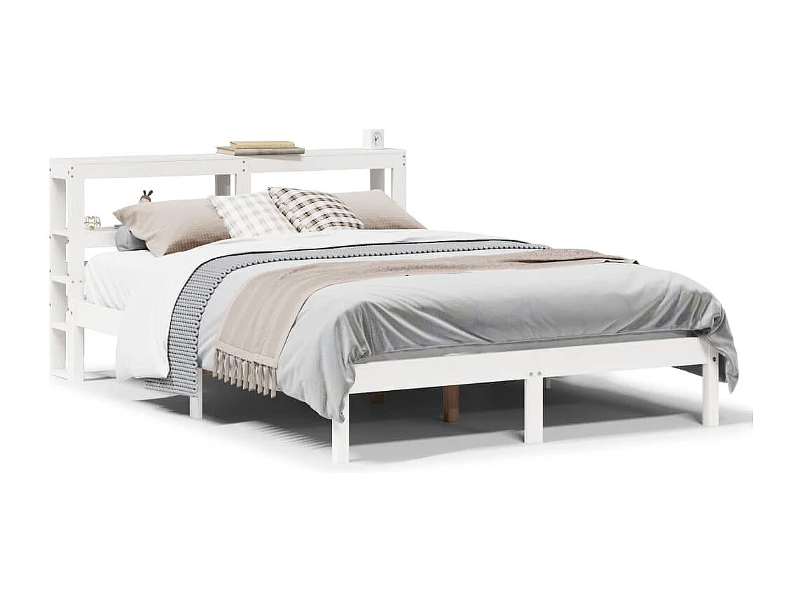 Bedframe zonder matras massief grenenhout wit 160x200 cm