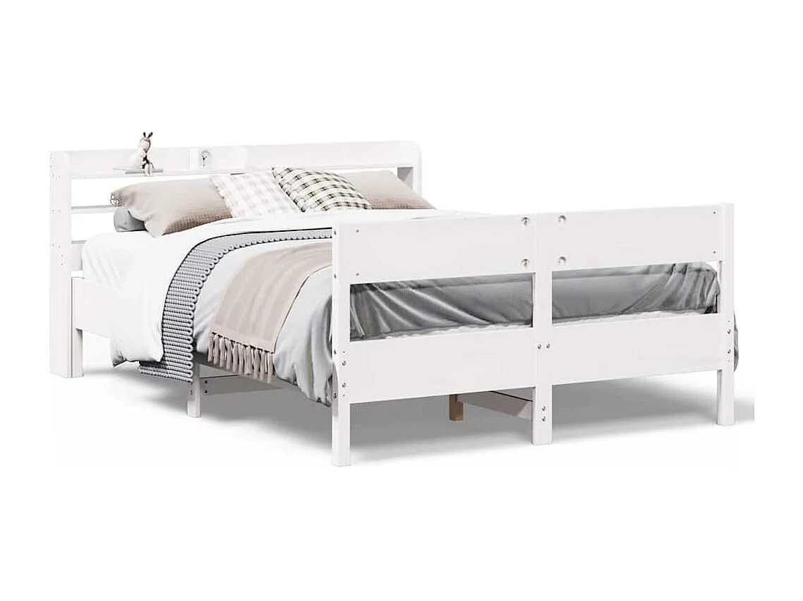 Bedframe zonder matras massief grenenhout wit 120x200 cm