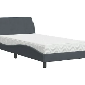 Bed met matras "Dover" fluweel donkergrijs 100×200 cm