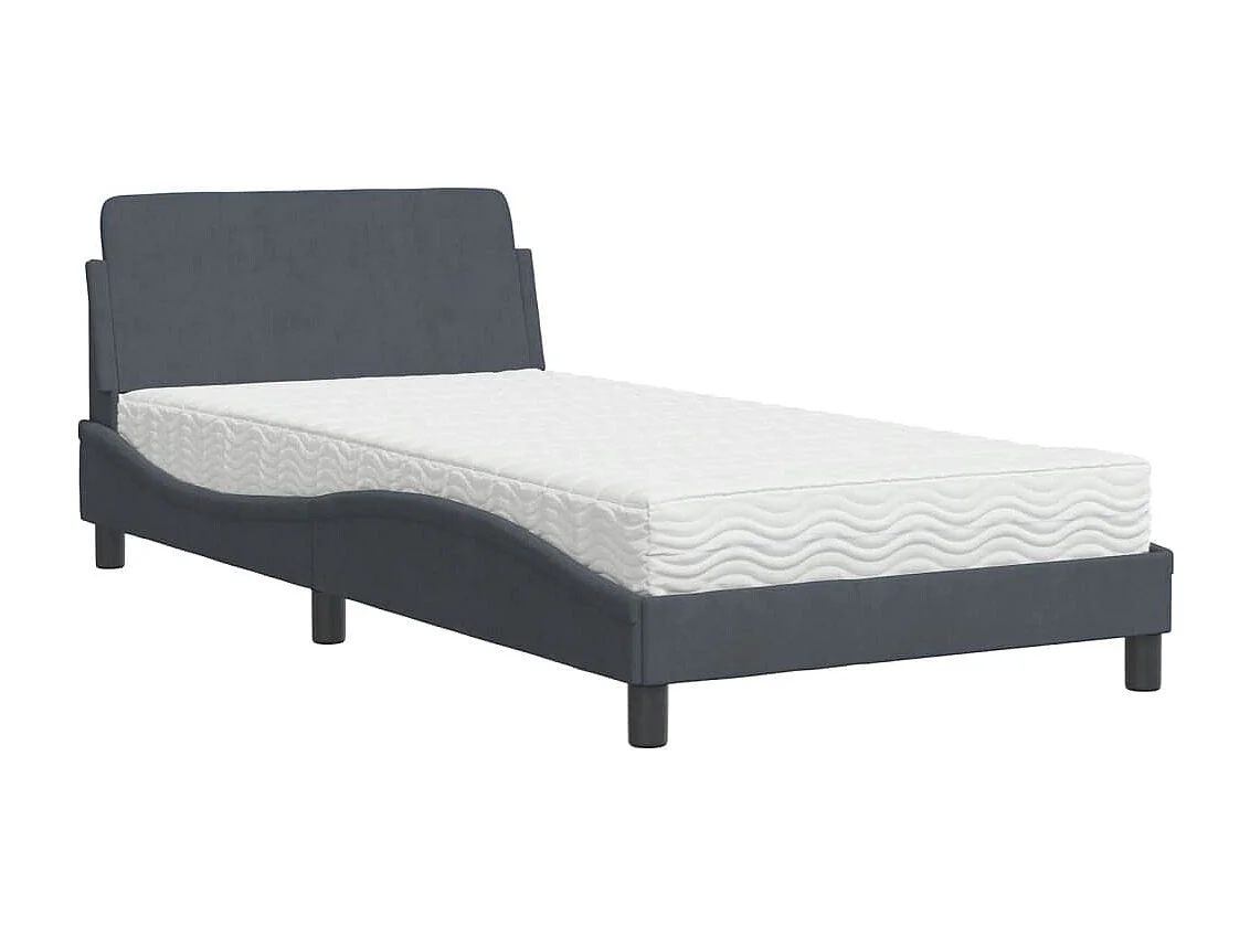 Bed met matras "Dover" fluweel donkergrijs 100x200 cm
