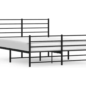Bedframe met hoofd- en voeteneinde metaal zwart 135×190 cm