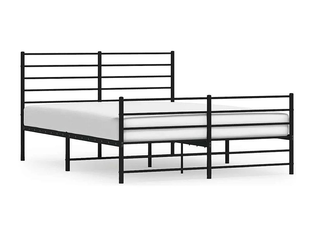 Bedframe met hoofd- en voeteneinde metaal zwart 135x190 cm