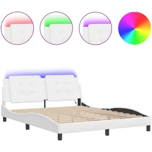 Bedframe met LED zonder matras "Zadar" wit 160×200 cm Bedframe met LED zonder matras "Zadar" wit 160×200 cm