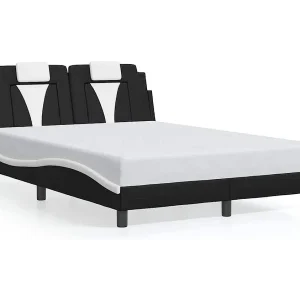 Bedframe "Viana" zonder matras kunstleer zwart en wit 140×190 cm