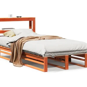 Bedframe zonder matras massief grenenhout wasbruin 75×190 cm Bedframe zonder matras massief grenenhout wasbruin 75×190 cm