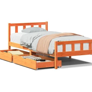 Bedframe zonder matras massief grenenhout wasbruin 75×190 cm Bedframe zonder matras massief grenenhout wasbruin 75×190 cm