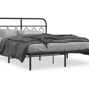 Bedframe met hoofdbord metaal zwart 140×190 cm Bedframe met hoofdbord metaal zwart 140×190 cm