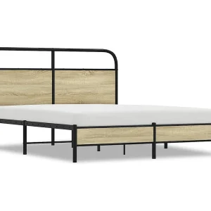 Bedframe zonder matras bewerkt hout sonoma eikenkleur 160x200cm Bedframe zonder matras bewerkt hout sonoma eikenkleur 160x200cm