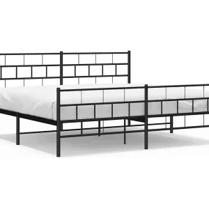 Bedframe met hoofd- en voeteneinde metaal zwart 183×213 cm